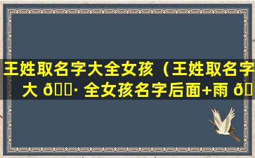 王姓取名字大全女孩（王姓取名字大 🕷 全女孩名字后面+雨 🌷 ）